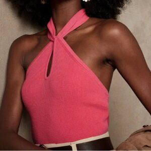 Banana Republic Pink Knit Top Tie strap Halter Top
